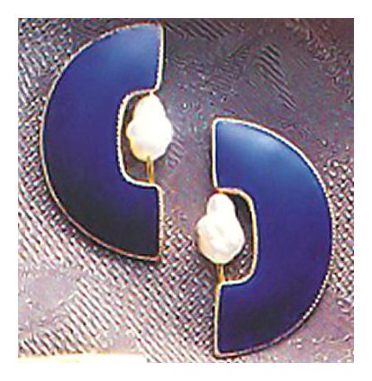Half Moon Blue Enamel Earrings