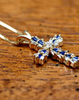 Heavenly Cross 14k Gold, Sapphire and Diamond Necklace