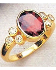 Henry VII 14k Gold, Garnet and Diamond Ring