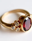 Henry VII 14k Gold, Garnet and Diamond Ring