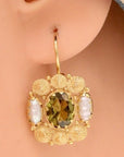 Jane Austen 14k Gold, Peridot and Pearl Earrings