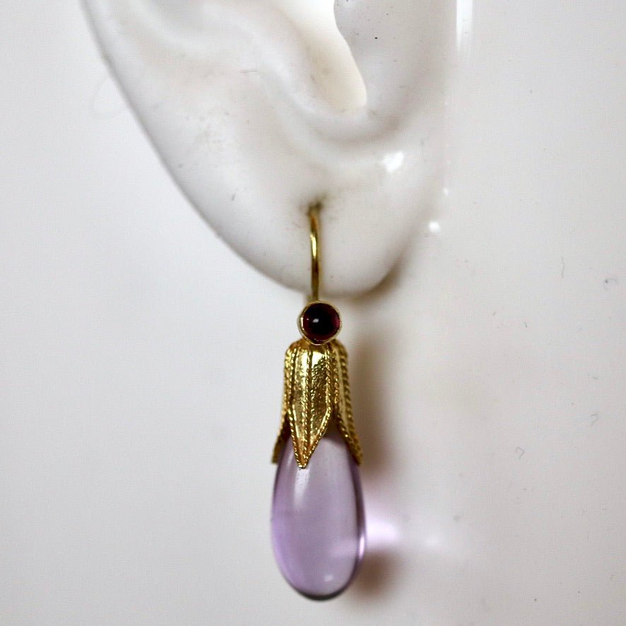 Jane Eyre 14k Gold, Amethyst and Garnet Earrings