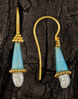 Jane Foole Enamel and Pearl Ice Blue Earrings