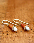 Jane Foole Enamel and Pearl Rust Earrings