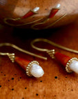 Jane Foole Enamel and Pearl Rust Earrings