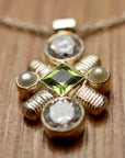 Jenny Lind Cubic Zirconia, Peridot and Pearl Silver Necklace