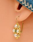 Lady Brighten 14k Gold, Emerals, Pearl and Opal Earrings