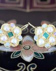 Lady Brighten 14k Gold, Emerals, Pearl and Opal Earrings