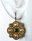 Lady Brighten 14k Gold, Emerals, Pearl and Opal Earrings