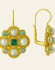 Lady Brighten Pearl, Emerald and Opal Earrings