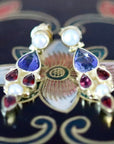 Lady Chatterley 14k Gold, Iolite, Garnet and Pearl Earrings