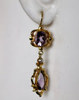 Lady Shalott 14k Gold, Amethyst and Pearl Earrings