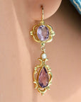 Lady Shalott 14k Gold, Amethyst and Pearl Earrings