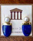 Lapis Shield Deco Earrings