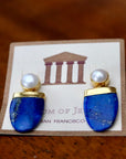 Lapis Shield Deco Earrings