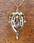 Lyrical Shield Amethyst Necklace