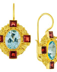Madame d'Arblay Blue Topaz and Garnet Earrings