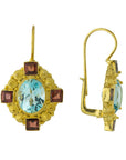 Madame d'Arblay Blue Topaz and Garnet Earrings