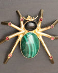 Malachite, Onyx and Garnet Spider Pin