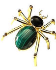 Malachite, Onyx and Garnet Spider Pin