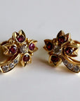 Marseille 14k Gold, Garnet and Diamond Earrings