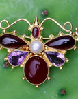 May Meadows Amethyst, Garnet and Pearl Pin