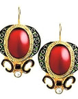 Medici 14k Gold, Carnelian, Garnet and Pearl Earrings