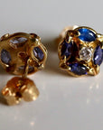 Milky Way 14k Gold, Diamond and Sapphire Studs