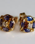 Milky Way 14k Gold, Diamond and Sapphire Studs