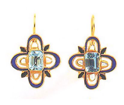 Mistress Quickly 14k Gold, Blue Topaz and Pearl Earrings