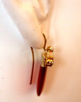 Monaco 14k Gold, Carnelian, Garnet and Pearl Earrings