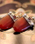 Monaco 14k Gold, Carnelian, Garnet and Pearl Earrings