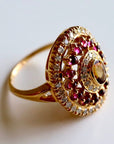 Morgan Le Fay 14k Gold, Citrine, Garnet and Diamond Ring