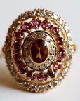 Morgan Le Fay 14k Gold, Citrine, Garnet and Diamond Ring