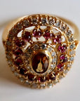 Morgan Le Fay 14k Gold, Citrine, Garnet and Diamond Ring