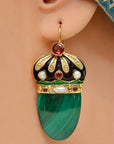 Nicholas I 14k Gold, Malachite, Garnet and Pearl Earrings