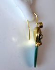 Nicholas I 14k Gold, Malachite, Garnet and Pearl Earrings