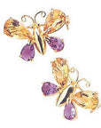 Nouveau Citrine and Amethyst Butterfly Pin