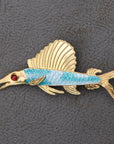 Nouveau Flying Fish Garnet Pin