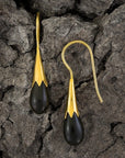 Onyx Cornflower Bud Egyptian Earrings