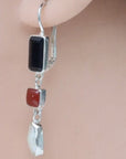 Operetta Silver Onyx, Garnet and Pearl Earrings