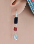 Operetta Silver Onyx, Garnet and Pearl Earrings