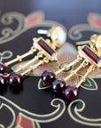 Orient Express 14k Gold, Garnet and Pearl Earrings