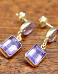 Oval and Rectangle Amethyst Earrings