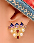 Peter The Great 14k Gold, Amethyst, Garnet and Pearl Earrings