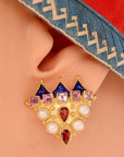 Peter The Great 14k Gold, Amethyst, Garnet and Pearl Earrings