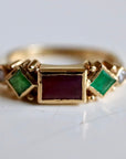 Pollaiuolo 14k Gold, Ruby, Emerald and Diamond Ring