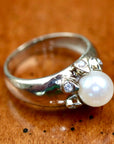 Pompeii 14k White Gold, Diamond and Pearl Ring