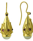 Princess Sophia Moonstone and Garnet Screw Back Earrings