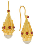 Princess Sophia Moonstone and Garnet Screw Back Earrings